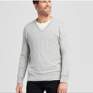 GOODFELLOW Sweater Long Sleeve Gray V-Neck